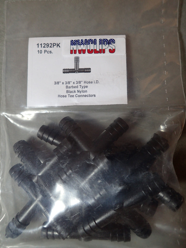 8675-11292 Nylon Vacuum T-Connecter 3/8 x 3/8 x 3/8" Hose ID 10ct