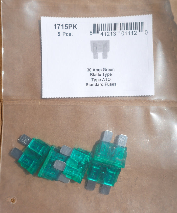 8657-1715 Blade Type Fuse Standard ATO: Green 30 Amp 5ct