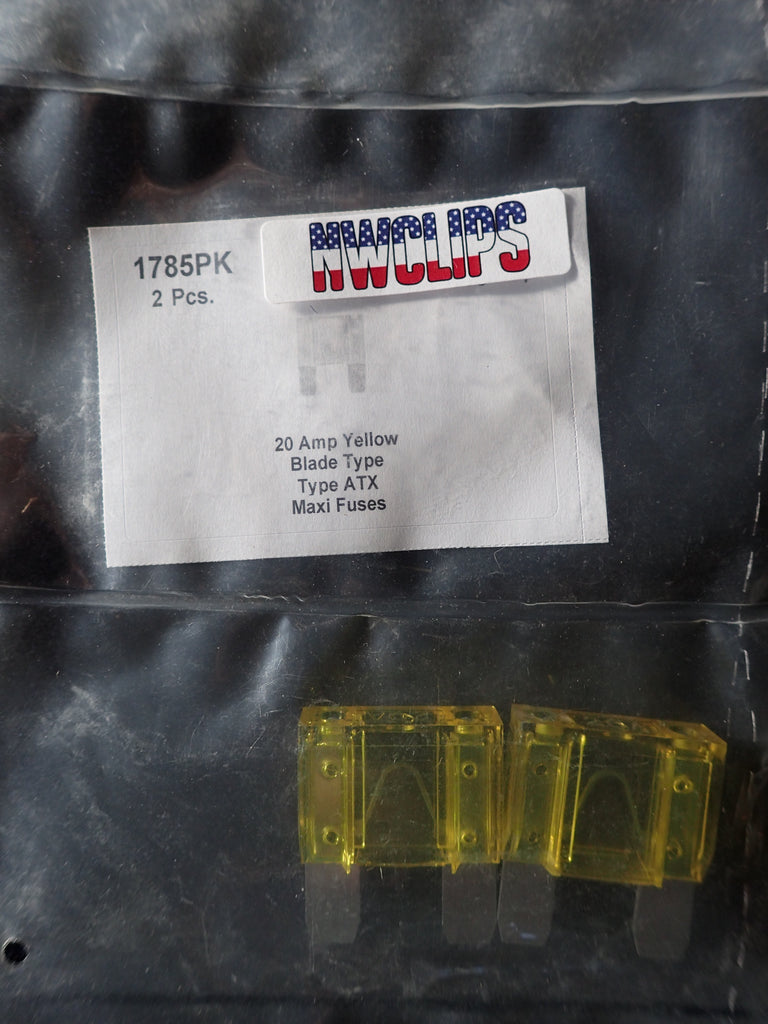 8657-1785 Blade Type Maxi Fuse ATX: Yellow 20 Amp 2ct