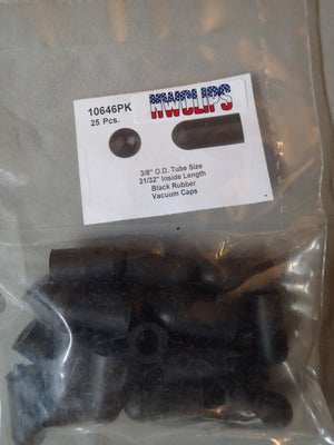 8675-10646 Black Rubber Vacuum Caps 3/8" OD Short Tube 25ct
