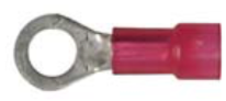 8679-3605: Red Nylon Crimp Terminal Connector #10 Stud Size Ring End 25ct