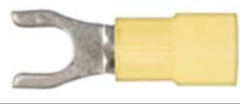 8679-3645: Yellow Nylon Crimp #10 Stud Size Open-Ended Spade Type 25ct