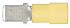 8679-3650: Yellow Nylon Crimp Connector 1/4" Tab Size Male Spade 25ct