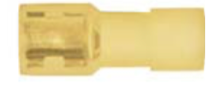 8679-3651: Yellow Nylon Crimp Connector 1/4" Tab Size Fully Insulated Female Spade 25ct