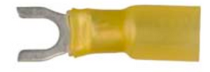 8674-12158: Yellow Crimp & Seal Open Spade Terminal:#10 Stud Qty.-10